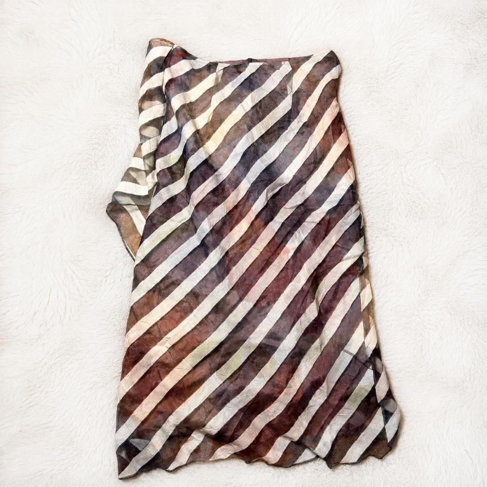 Vintage Sheer Abstract Stripe Wrap Midi Skirt 🤎🦓 ⋆౨ৎ